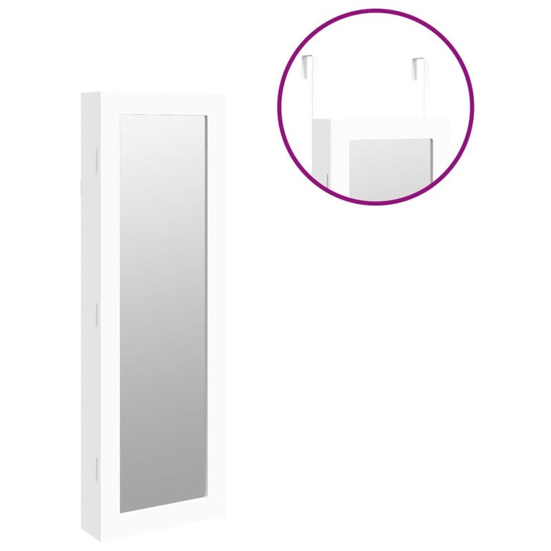 Casa si Gradina - Mobilier - Dulapuri si sifoniere - Dulapuri - Dulap de bijuterii cu oglinda montat pe perete alb 30x8,5x90 cm - Infinity.ro