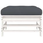 Casa si Gradina - Gradina si terasa - Mobilier exterior - Canapele si fotolii gradina - Taburete de gradina cu perne, 2 buc., alb, lemn masiv de pin - Infinity.ro