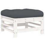 Casa si Gradina - Gradina si terasa - Mobilier exterior - Canapele si fotolii gradina - Taburete de gradina cu perne, 2 buc., alb, lemn masiv de pin - Infinity.ro