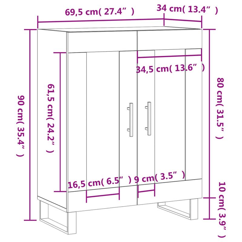 Casa si Gradina - Mobilier - Comode si corpuri - Comode - Servanta, alb, 69,5x34x90 cm, lemn compozit - Infinity.ro