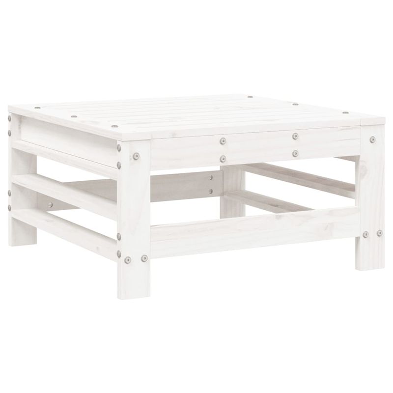 Casa si Gradina - Gradina si terasa - Mobilier exterior - Canapele si fotolii gradina - Taburete de gradina cu perne, 2 buc., alb, lemn masiv de pin - Infinity.ro