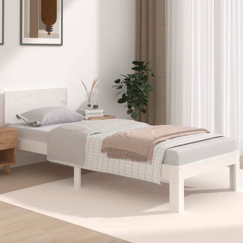 Casa si Gradina - Mobilier - Paturi si accesorii - Paturi - Cadru de pat mic single, alb, 75x190 cm, lemn masiv - Infinity.ro
