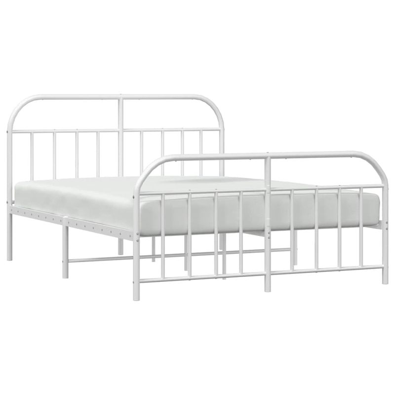 Casa si Gradina - Mobilier - Paturi si accesorii - Paturi - Cadru de pat metalic cu tablie de cap/picioare, alb, 140x190 cm - Infinity.ro