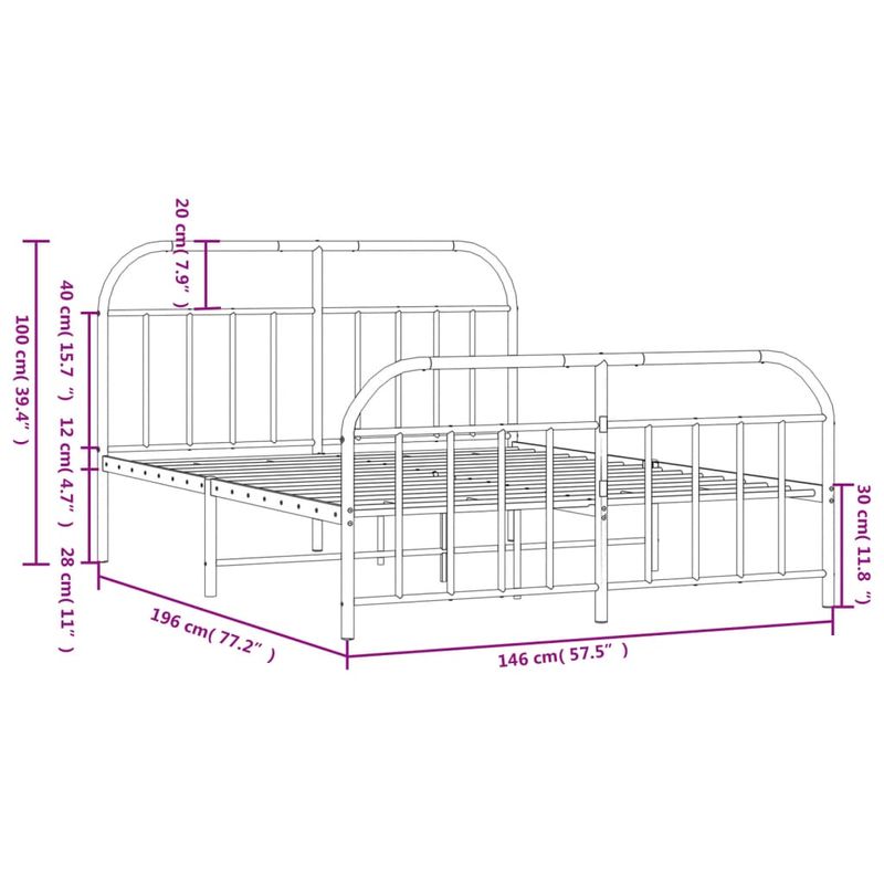 Casa si Gradina - Mobilier - Paturi si accesorii - Paturi - Cadru de pat metalic cu tablie de cap/picioare, alb, 140x190 cm - Infinity.ro