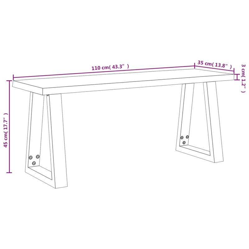Casa si Gradina - Mobilier - Canapele si coltare - Banchete - Banca cu margini naturale 110 cm, lemn masiv de acacia - Infinity.ro