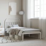 Casa si Gradina - Mobilier - Paturi si accesorii - Paturi - Cadru de pat din metal cu tablie, alb, 100x200 cm - Infinity.ro