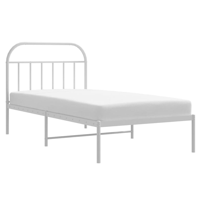 Casa si Gradina - Mobilier - Paturi si accesorii - Paturi - Cadru de pat din metal cu tablie, alb, 100x200 cm - Infinity.ro