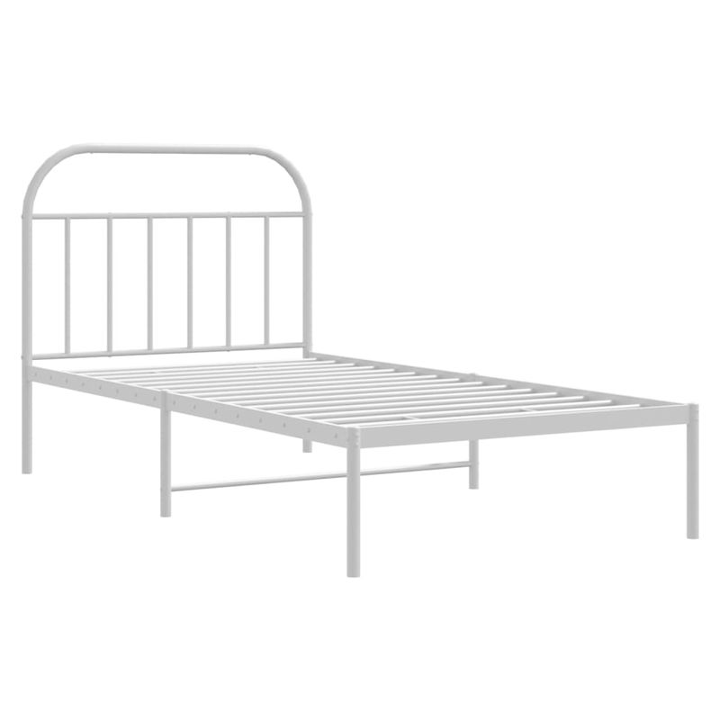 Casa si Gradina - Mobilier - Paturi si accesorii - Paturi - Cadru de pat din metal cu tablie, alb, 100x200 cm - Infinity.ro