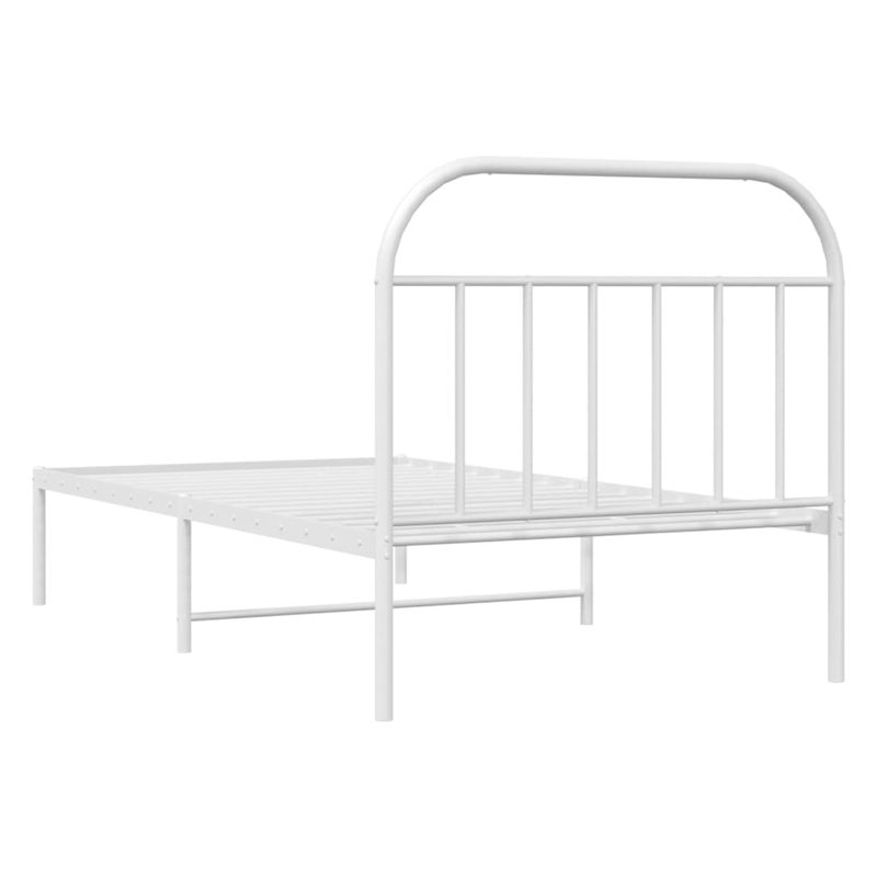 Casa si Gradina - Mobilier - Paturi si accesorii - Paturi - Cadru de pat din metal cu tablie, alb, 100x200 cm - Infinity.ro