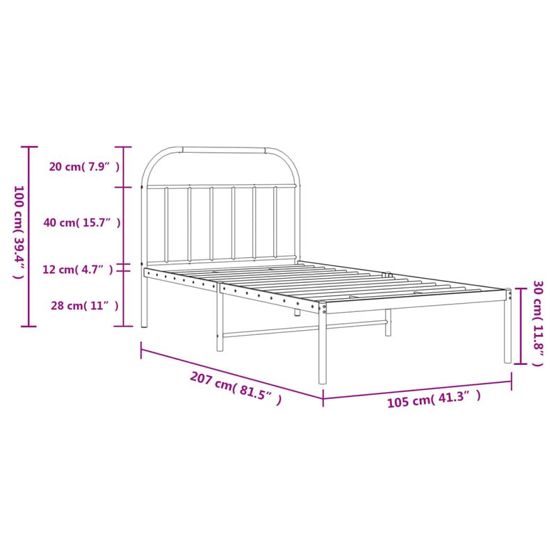 Casa si Gradina - Mobilier - Paturi si accesorii - Paturi - Cadru de pat din metal cu tablie, alb, 100x200 cm - Infinity.ro
