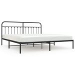 Casa si Gradina - Mobilier - Paturi si accesorii - Paturi - Cadru de pat metalic cu tablie, negru, 200x200 cm - Infinity.ro