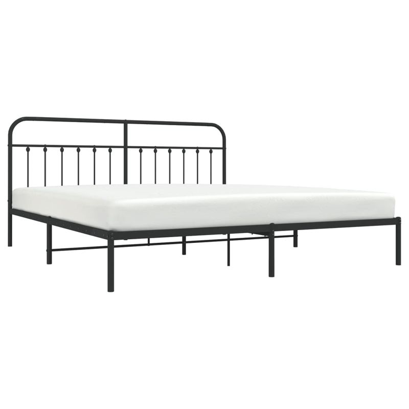 Casa si Gradina - Mobilier - Paturi si accesorii - Paturi - Cadru de pat metalic cu tablie, negru, 200x200 cm - Infinity.ro