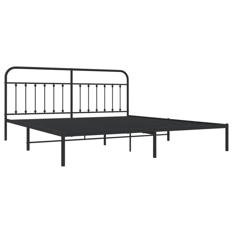 Casa si Gradina - Mobilier - Paturi si accesorii - Paturi - Cadru de pat metalic cu tablie, negru, 200x200 cm - Infinity.ro