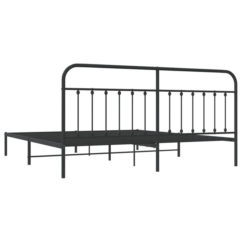 Casa si Gradina - Mobilier - Paturi si accesorii - Paturi - Cadru de pat metalic cu tablie, negru, 200x200 cm - Infinity.ro