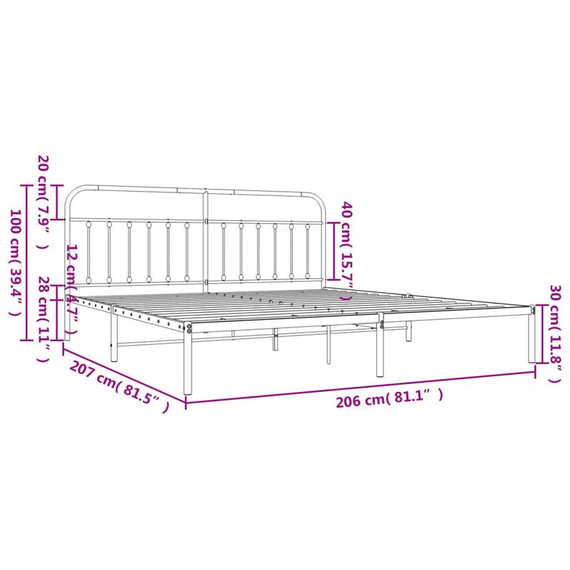 Casa si Gradina - Mobilier - Paturi si accesorii - Paturi - Cadru de pat metalic cu tablie, negru, 200x200 cm - Infinity.ro