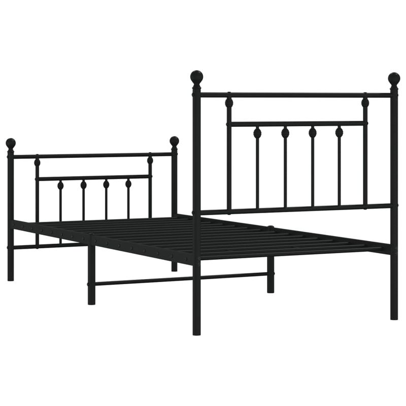 Casa si Gradina - Mobilier - Paturi si accesorii - Paturi - Cadru pat metalic cu tablii de cap/picioare, negru, 90x200 cm - Infinity.ro