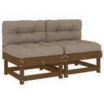 Casa si Gradina - Gradina si terasa - Mobilier exterior - Canapele si fotolii gradina - Canapele de mijloc cu perne 2 buc. maro miere lemn masiv de pin - Infinity.ro