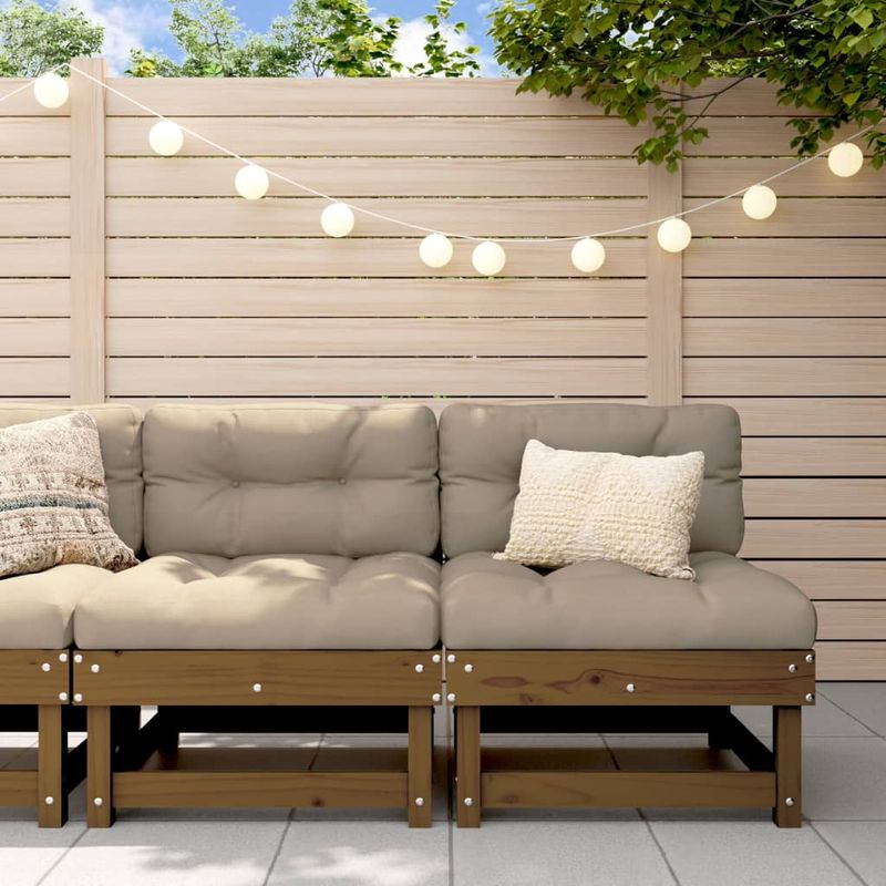 Casa si Gradina - Gradina si terasa - Mobilier exterior - Canapele si fotolii gradina - Canapele de mijloc cu perne 2 buc. maro miere lemn masiv de pin - Infinity.ro