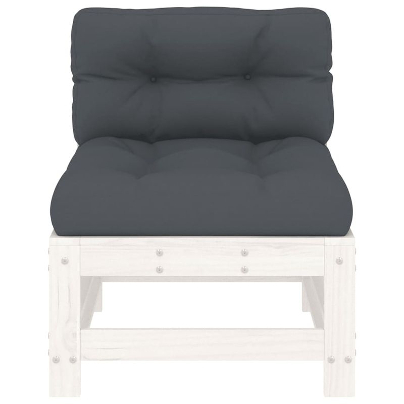 Casa si Gradina - Gradina si terasa - Mobilier exterior - Canapele si fotolii gradina - Canapea de mijloc cu perne, alb, lemn masiv de pin - Infinity.ro