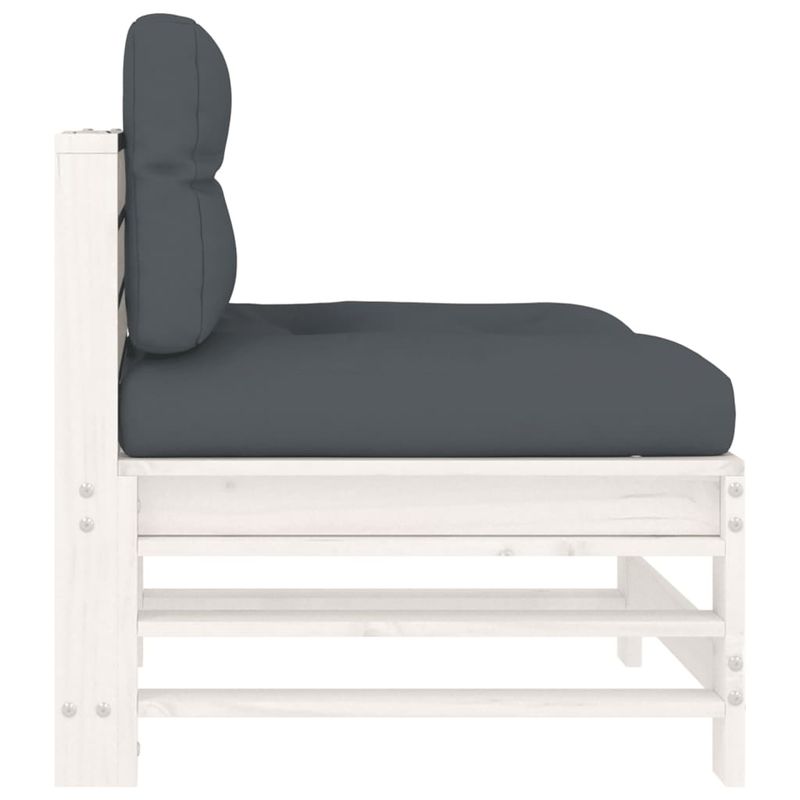 Casa si Gradina - Gradina si terasa - Mobilier exterior - Canapele si fotolii gradina - Canapea de mijloc cu perne, alb, lemn masiv de pin - Infinity.ro