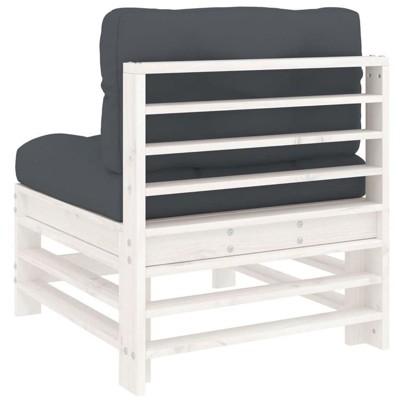 Casa si Gradina - Gradina si terasa - Mobilier exterior - Canapele si fotolii gradina - Canapea de mijloc cu perne, alb, lemn masiv de pin - Infinity.ro
