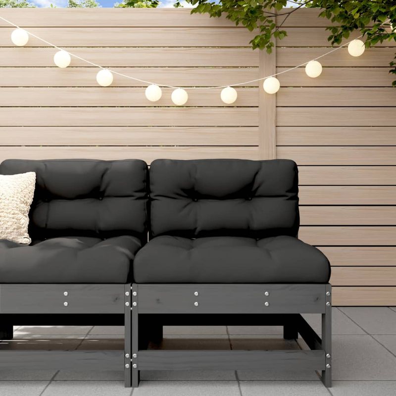 Casa si Gradina - Gradina si terasa - Mobilier exterior - Canapele si fotolii gradina - Canapea de mijloc cu perne, gri, lemn masiv de pin - Infinity.ro