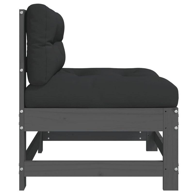 Casa si Gradina - Gradina si terasa - Mobilier exterior - Canapele si fotolii gradina - Canapea de mijloc cu perne, gri, lemn masiv de pin - Infinity.ro
