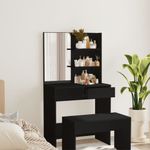 Casa si Gradina - Mobilier - Comode si corpuri - Masute de toaleta - Masa de toaleta cu oglinda, negru, 74,5x40x141 cm - Infinity.ro