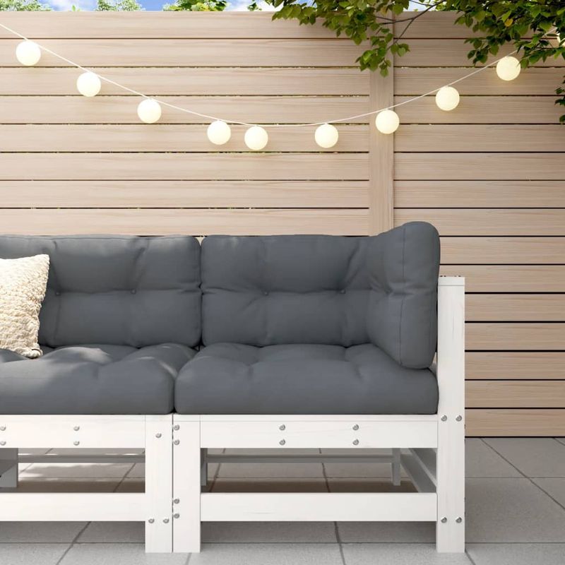 Casa si Gradina - Gradina si terasa - Mobilier exterior - Canapele si fotolii gradina - Canapea coltar cu perne, alb, lemn masiv de pin - Infinity.ro