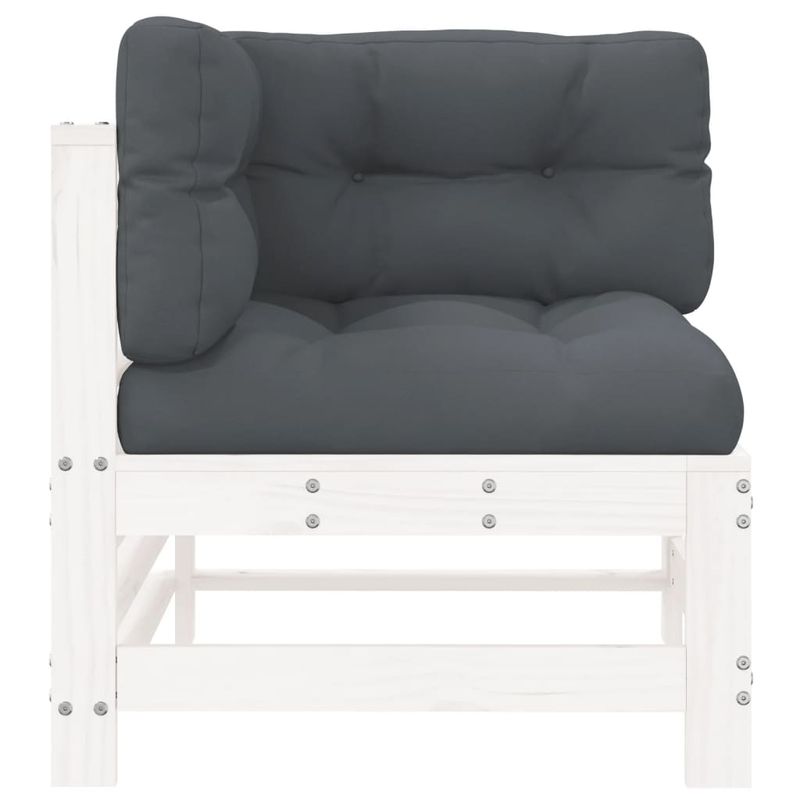 Casa si Gradina - Gradina si terasa - Mobilier exterior - Canapele si fotolii gradina - Canapea coltar cu perne, alb, lemn masiv de pin - Infinity.ro