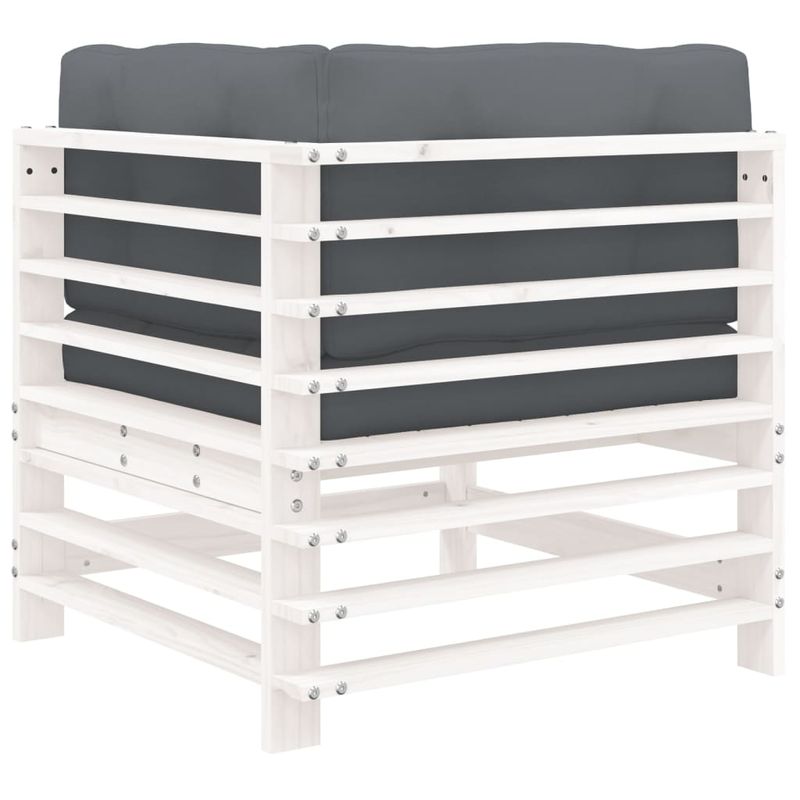Casa si Gradina - Gradina si terasa - Mobilier exterior - Canapele si fotolii gradina - Canapea coltar cu perne, alb, lemn masiv de pin - Infinity.ro