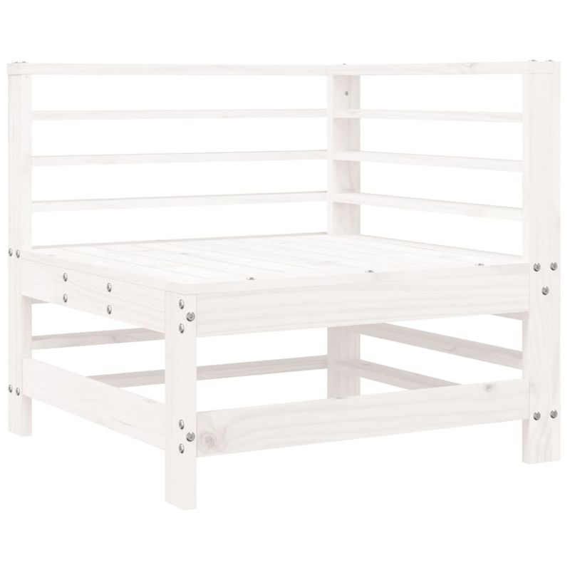 Casa si Gradina - Gradina si terasa - Mobilier exterior - Canapele si fotolii gradina - Canapea coltar cu perne, alb, lemn masiv de pin - Infinity.ro