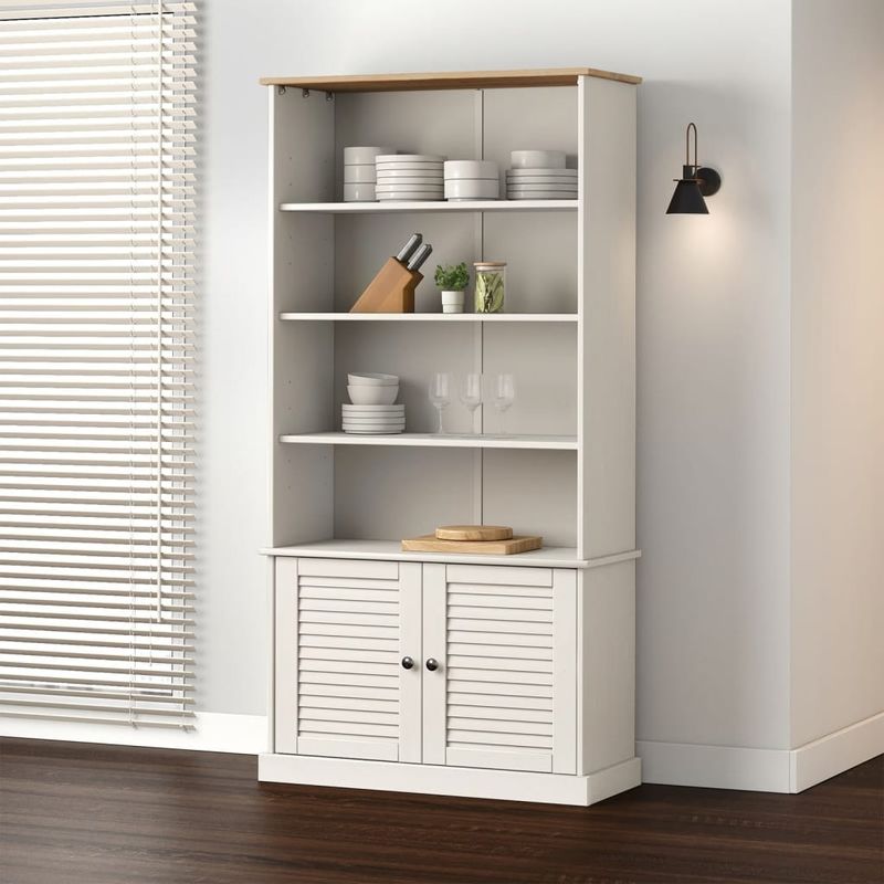 Casa si Gradina - Mobilier - Biblioteci si rafturi - Biblioteci - Biblioteca „VIGO”, alb, 85x35x170 cm, lemn masiv de pin - Infinity.ro
