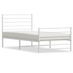 Casa si Gradina - Mobilier - Paturi si accesorii - Paturi - Cadru de pat metalic cu tablie de cap/picioare, alb, 90x190 cm - Infinity.ro