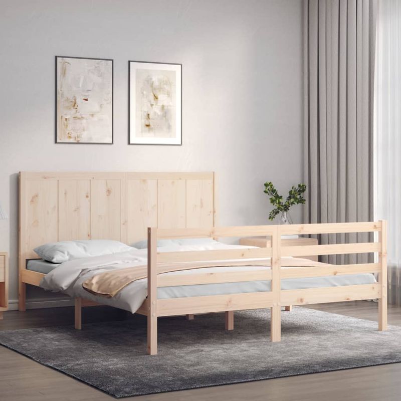 Casa si Gradina - Mobilier - Paturi si accesorii - Paturi - Cadru de pat cu tablie, king size, lemn masiv - Infinity.ro
