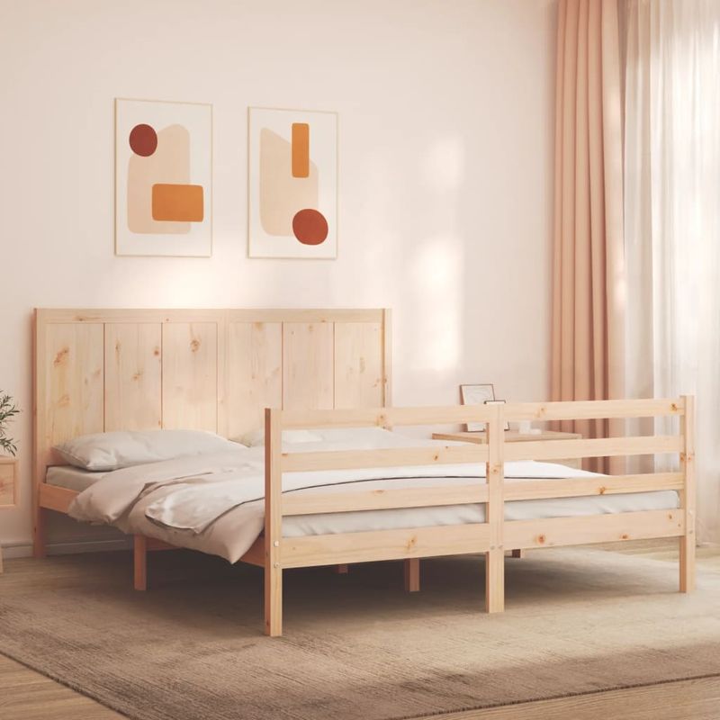 Casa si Gradina - Mobilier - Paturi si accesorii - Paturi - Cadru de pat cu tablie, king size, lemn masiv - Infinity.ro