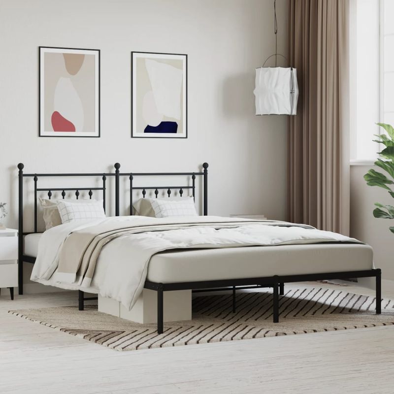 Casa si Gradina - Mobilier - Paturi si accesorii - Paturi - Cadru de pat metalic cu tablie, negru, 180x200 cm - Infinity.ro