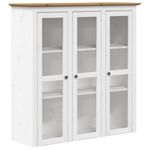 Casa si Gradina - Mobilier - Comode si corpuri - Comode - Dulap cu usi din sticla „BODO”, alb & maro, lemn masiv de pin - Infinity.ro