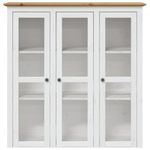 Casa si Gradina - Mobilier - Comode si corpuri - Comode - Dulap cu usi din sticla „BODO”, alb & maro, lemn masiv de pin - Infinity.ro