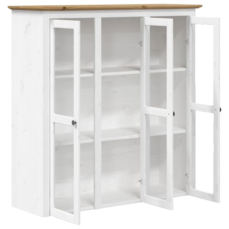 Casa si Gradina - Mobilier - Comode si corpuri - Comode - Dulap cu usi din sticla „BODO”, alb & maro, lemn masiv de pin - Infinity.ro
