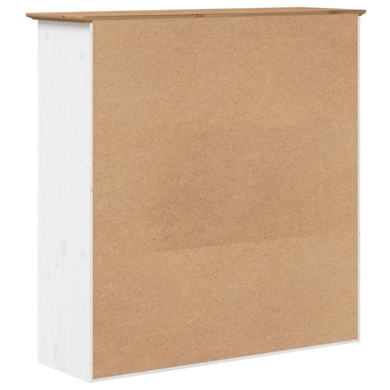Casa si Gradina - Mobilier - Comode si corpuri - Comode - Dulap cu usi din sticla „BODO”, alb & maro, lemn masiv de pin - Infinity.ro