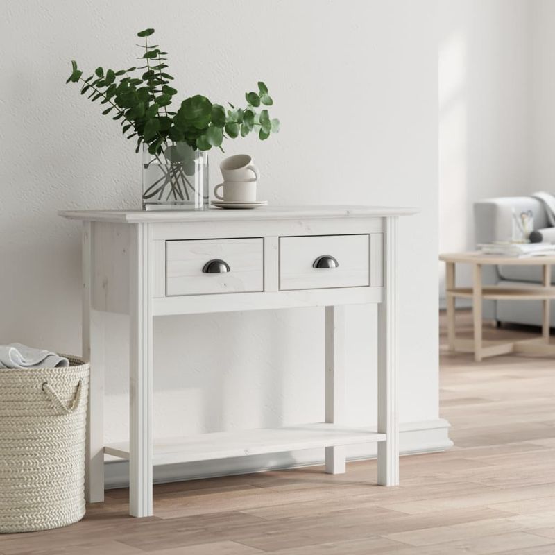 Casa si Gradina - Mobilier - Comode si corpuri - Console - Masuta consola "BODO", alb, 90x34,5x73 cm, lemn masiv de pin - Infinity.ro