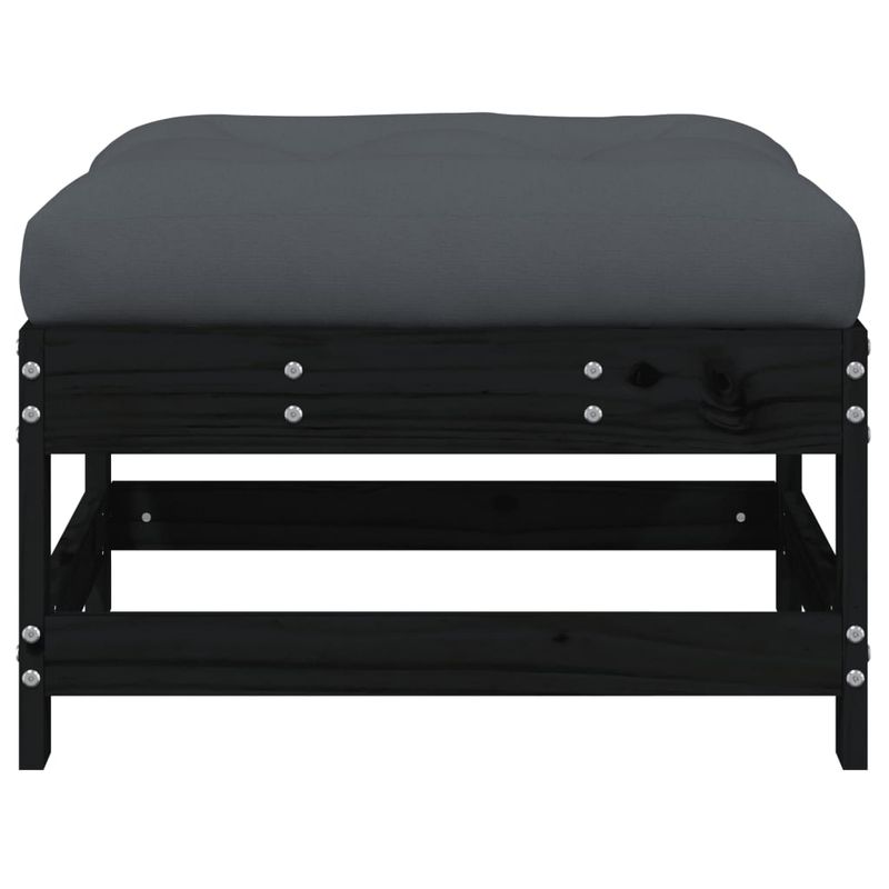 Casa si Gradina - Gradina si terasa - Mobilier exterior - Canapele si fotolii gradina - Taburet de gradina cu perna, negru, lemn masiv de pin - Infinity.ro