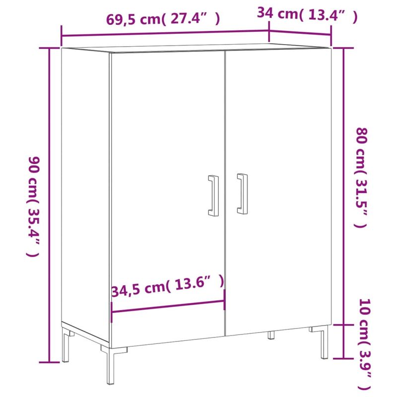 Casa si Gradina - Mobilier - Comode si corpuri - Comode - Servanta, gri beton, 69,5x34x90 cm, lemn compozit - Infinity.ro