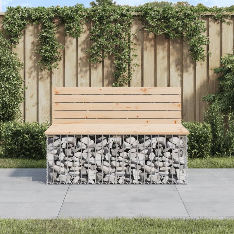 Casa si Gradina - Gradina si terasa - Mobilier exterior - Bancute de gradina - Banca de gradina, design gabion, 103x70x65cm, lemn masiv de pin - Infinity.ro