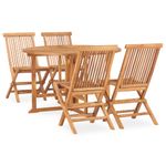 Casa si Gradina - Gradina si terasa - Mobilier exterior - Seturi mobila gradina - Set mobilier de exterior pliabil, 5 piese, lemn masiv de tec, mărime diametru 120x75 cm, model fără cotieră, formă rotund - Infinity.ro