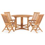 Casa si Gradina - Gradina si terasa - Mobilier exterior - Seturi mobila gradina - Set mobilier de exterior pliabil, 5 piese, lemn masiv de tec, mărime diametru 120x75 cm, model fără cotieră, formă rotund - Infinity.ro