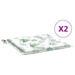 Casa si Gradina - Textile si covoare - Perne si pilote - Perne decorative - Perne de scaun, model frunze, 2 buc., 40x40x3 cm, textil, alb și verde - Infinity.ro