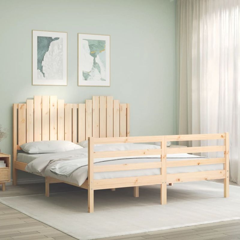 Casa si Gradina - Mobilier - Paturi si accesorii - Paturi - Cadru de pat cu tablie, 160x200 cm, lemn masiv - Infinity.ro