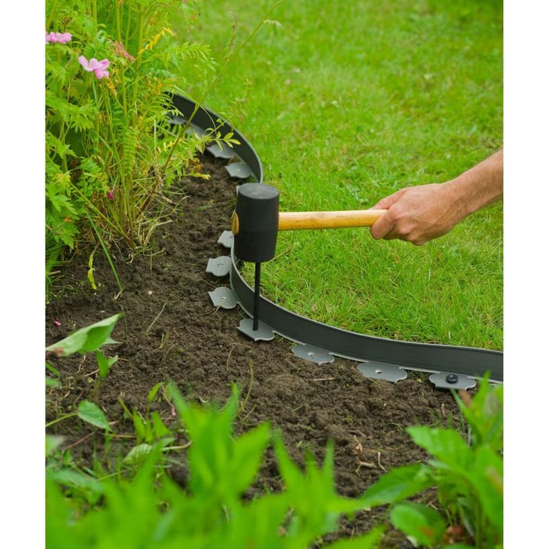 Casa si Gradina - Gradina si terasa - Garduri, panouri si accesorii - Nature Margine pentru bordura de gradina, gri, 5cmx10m - Infinity.ro